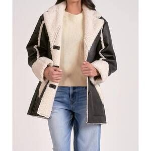 NEW ELAN fleece lined faux leather jacket in black